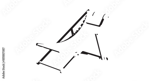 Minimalist line drawing of a reclining chair in a sketch style.