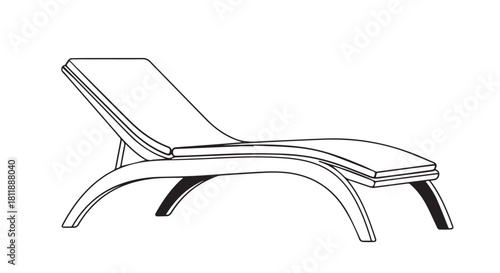 Minimalist Line Drawing of an Outdoor Lounge Chair, Elegant and Relaxing.