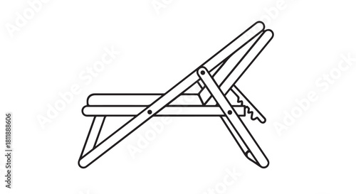 Minimalist line drawing of a folding beach chair for leisure.