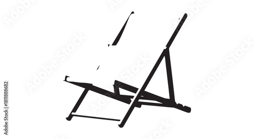 Minimalist silhouette of a reclining deck chair on a plain background, empty and calm.