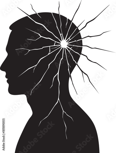 Person with a shattered glass silhouette vector