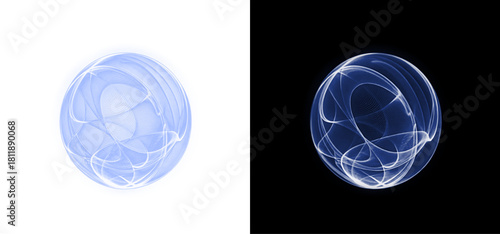 Abstract light sphere swirls PNG overlay on transparent background for