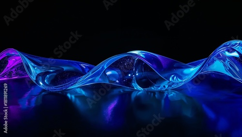 Reflective Ceramic Glass Flow – Dynamic Abstract Blue Motion Structure