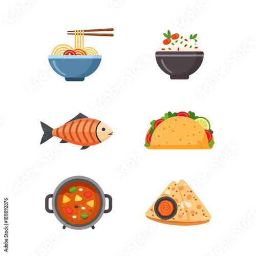 Diverse Culinary Delights - A Food Icon Collection.