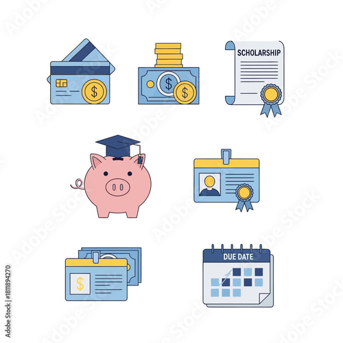 Financial Aid and Scholarship Opportunities Illustration.