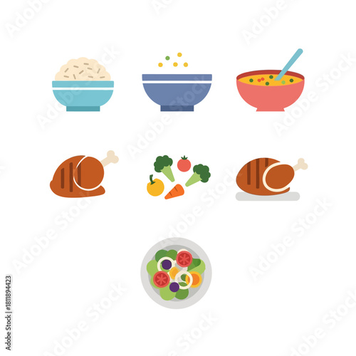 Healthy and Balanced Meal Options Illustration.