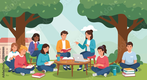 Children playing together in the park with friends and family