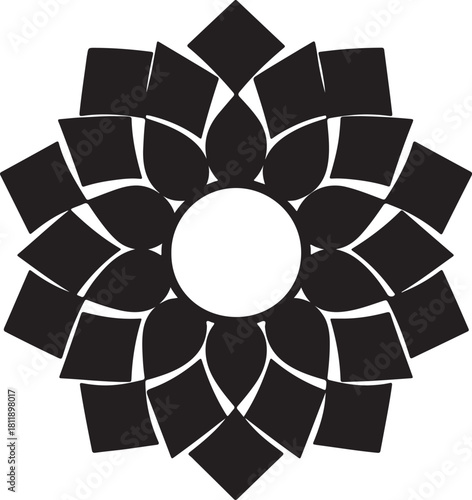 Abstract symmetrical geometric floral motif element