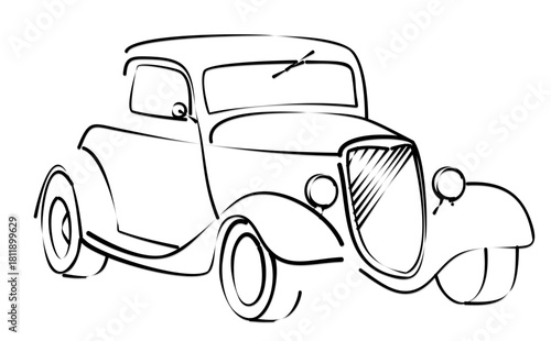 The sketch of a retro car.
