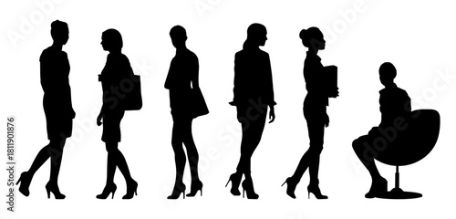 silhouette of women standing and sitting