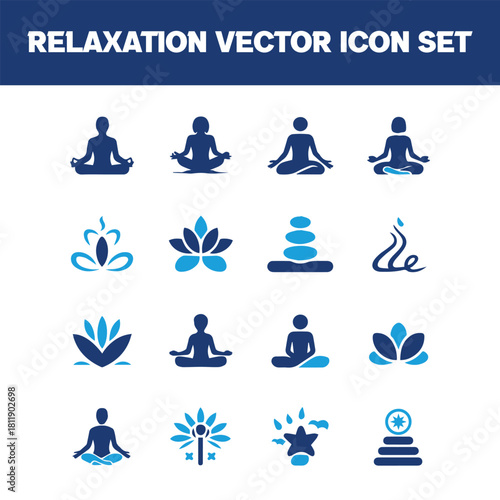 Minimalist Yoga, Meditation, and Wellness Icon Set: Balance, Nature, and Zen Symbols
