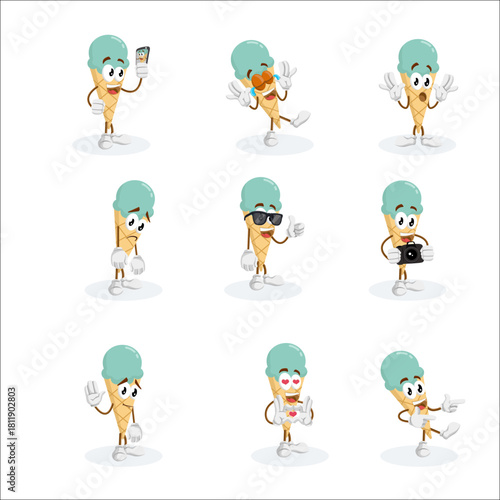 Cartoon Frozen Dessert Mascot Collection for Sweet Food Branding