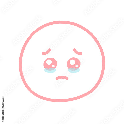 うるうるした涙目のかわいいぴえん顔の絵文字 - 上目遣いで涙ぐむ感動や悲しみの表情の手書きイラスト
