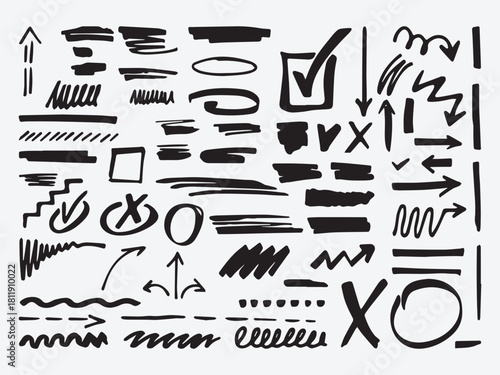 Highlighter Pen Doodle Stroke Set