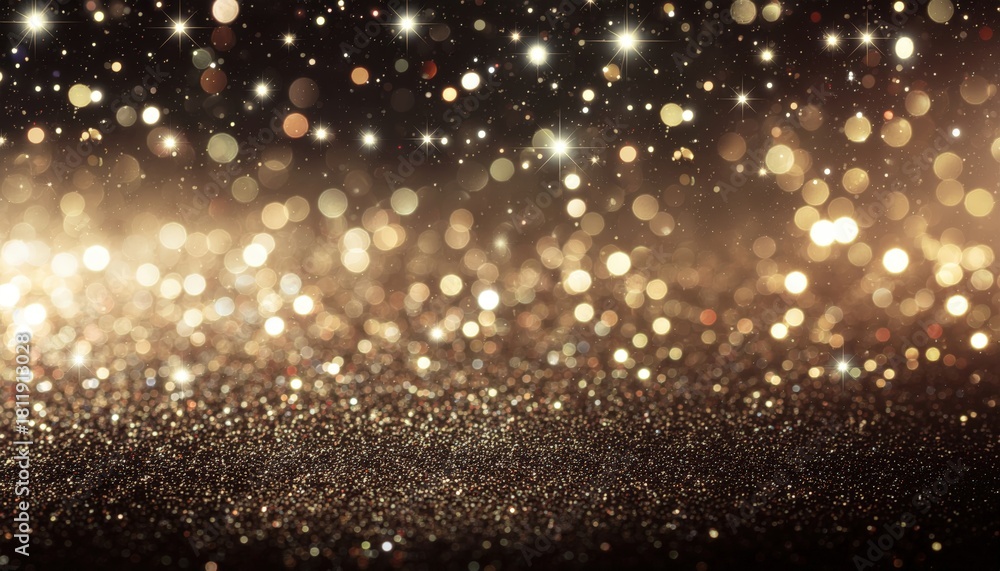 Obraz premium Sparkling golden bokeh lights abstract background high-quality image studio environment close-up viewpoint captivating concept for festive celebrations or elegant events