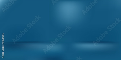 Gradient Blue abstract background. Smooth Dark blue with  light vignette Studio.