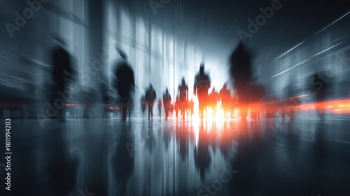 Wallpaper Mural Abstract Motion Blur of People Walking in Modern Urban Setting with Dramatic Lighting and Futuristic Atmosphere Torontodigital.ca
