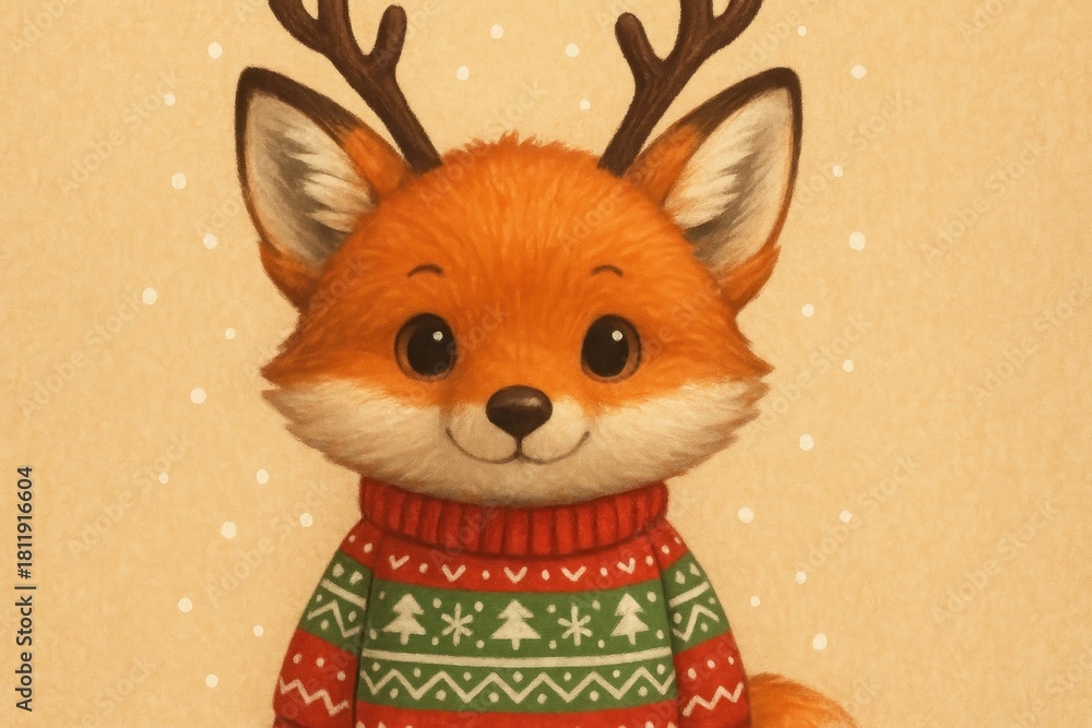 Naklejka premium Cute festive fox illustration