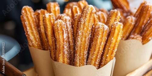 Spanish dessert churros fast food on a dark background