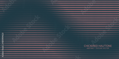 Vector Halftone Pattern Smooth Curved Border Red Blue Abstract Background. Dots Rounded Squares Blurry Pattern Pop Art Design Texture.