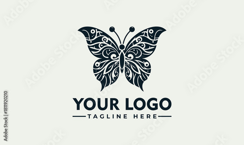 Elegant Butterfly Logo Vector Design Ornamental Winged Insect Silhouette for Branding - 4922