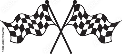 Double crossed checkered racing flag Victory in car or motorbike races ports finish line flag silhouette
