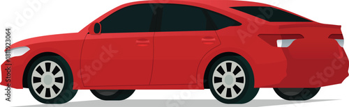 Modern city sedan angled rear side view.