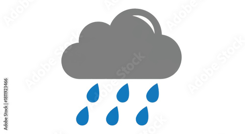 Rain cloud weather icon. Simple flat design vector illustration. Meteorology and forecast symbol isolated on white background
