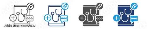 telemedicine icon set multiple style