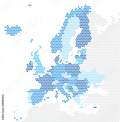 blue dotted Europe Map, Full Vector Design