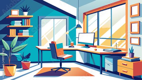 Modern home office with natural light and minimalist design