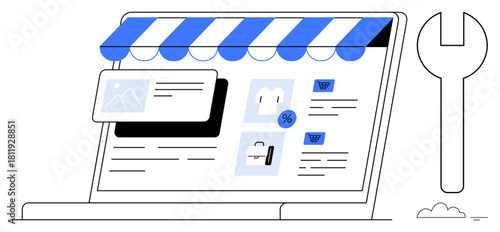 E-commerce concept. E-commerce tools and solutions for online store customization, improving sales, and enhancing user experience. E-commerce driving success in digital retail setups. Business