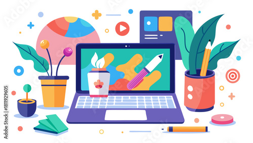 Creative digital design and art studio workspace