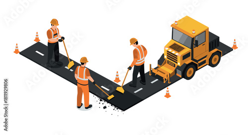 Isometric pottery workshop artisan shaping clay on pottery wheel with finished vases
