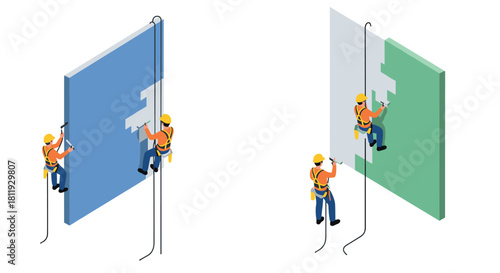 Isometric clay pottery tools and materials set on white background