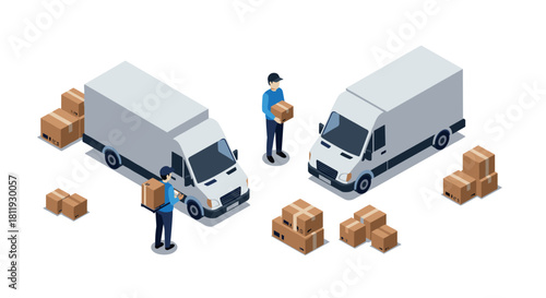 Isometric road sweeper vehicle on crossroad for city maintenance