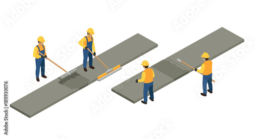 Isometric illustration of a welder working in a workshop setting