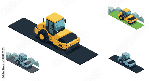 Isometric industrial pipeline system with valves and structures