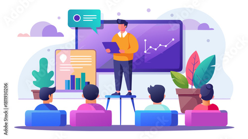 Business presentation with speaker and audience