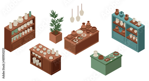 Isometric plumbing components copper fittings and valves design elements