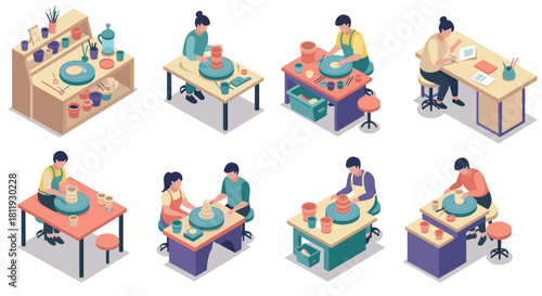 Isometric industrial parts and tools for construction and plumbing