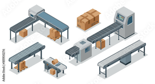 Isometric conveyor belts and packaging machines in industrial setting