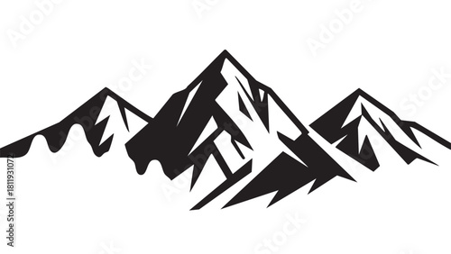 A simple black and white graphic depiction of jagged mountain peaks