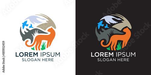 Logo design featuring wildlife animals in a circular, global style perfect for conservation organizations, eco-tourism brands, and nature-focused businesses