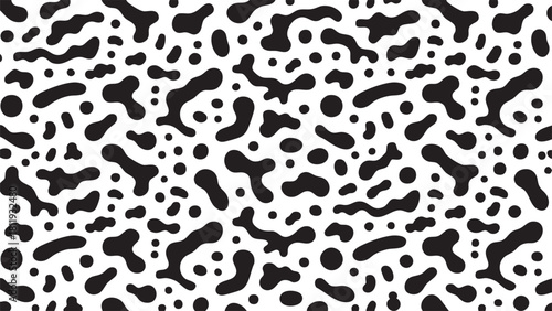 Abstract black and white pattern with irregular organic shapes and spots