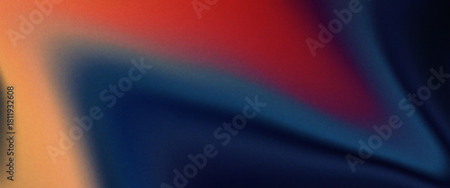 PrintDark blue orange red grainy texture background abstract vibrant color wave shape black backdrop noisy wide banner header design