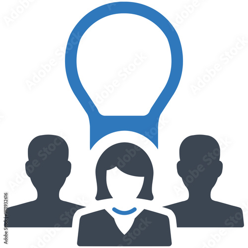 Illumination of Minds: Illustrative image of business people beneath the glow of a lightbulb, symbolizing innovation and collaboration 