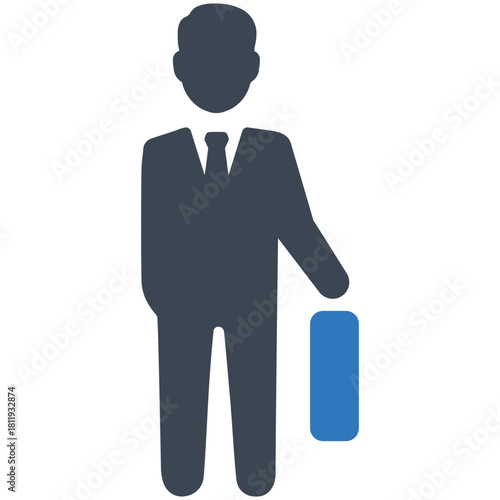 Businessman in Attire: A business figure stands confidently in a formal attire, holding a briefcase, this image reflects professionalism and determination.