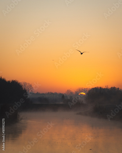 sunset over the river