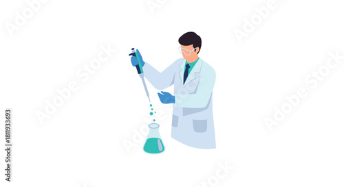 Scientist in lab coat conducting experiment with test tube